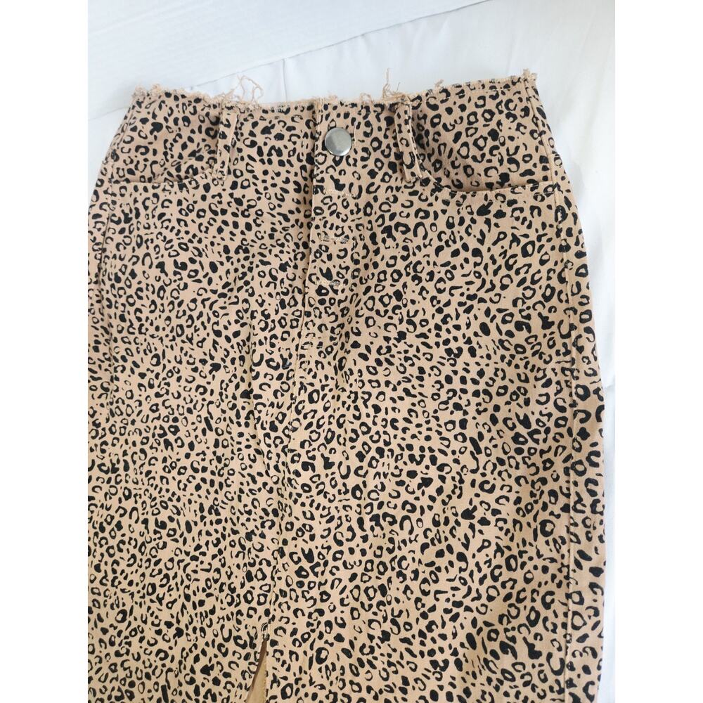 VTG Sinsay Leopard Print Pencil Skirt Slit S Mob Wife Y2K Retro Office Boho Indi - Picture 5 of 14